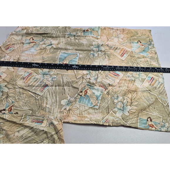 Campia Moda Shirt Men's M Tan Floral Surfs Up Hawaiian Button Down Short Sleeve - Picture 8 of 16